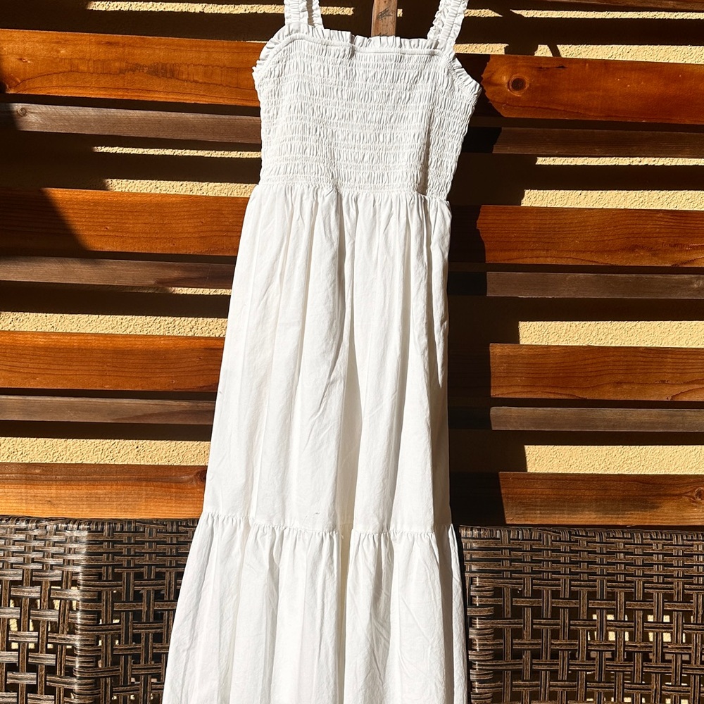 GAP White 100% Cotton Maxi Summer Dress Size Small Petite - Picture 3 of 6